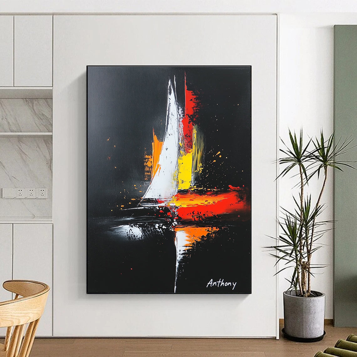 Night Sail Art for Nautical - Themed Bar & Luxury Yacht Club STSC815
