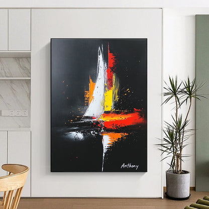 Night Sail Art for Nautical - Themed Bar & Luxury Yacht Club STSC815