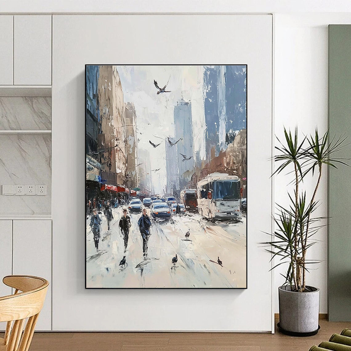 City Street Scene Art for Urban Loft Living Room & Café with City Views STSC930