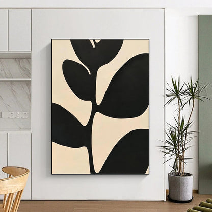 Black Leaf Silhouette Art for Minimalist Living Room & Botanical Spa STSC1080