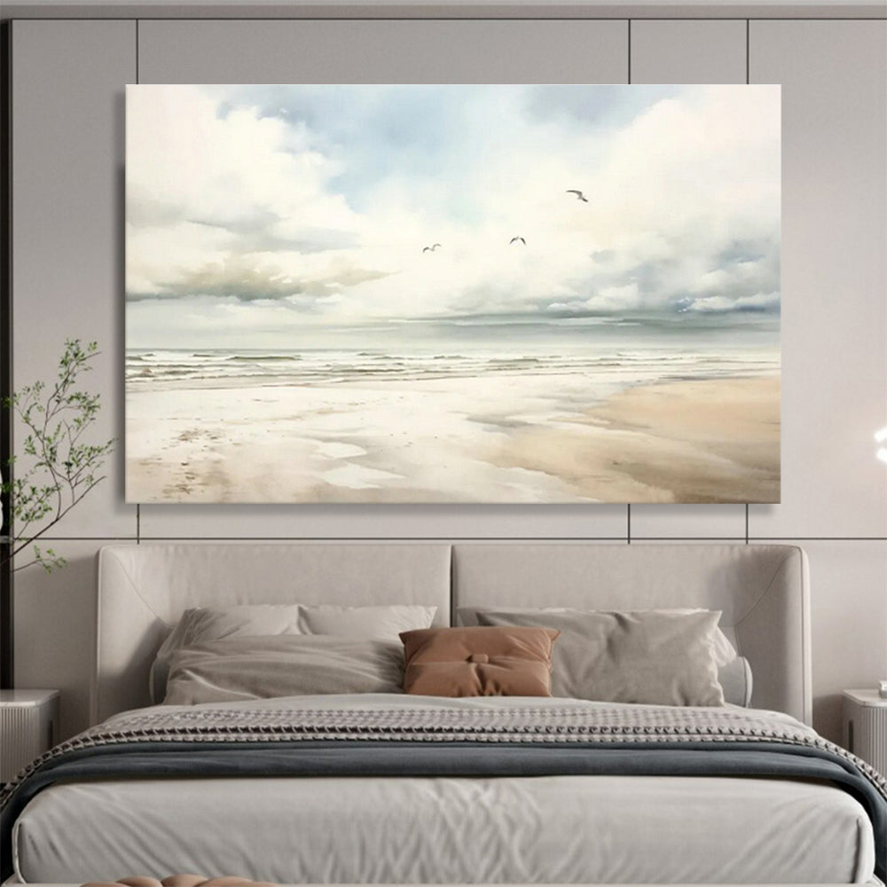 Ethereal Watercolor Seaside Painting for Coastal - Themed Bedroom Retreat DLZ2704