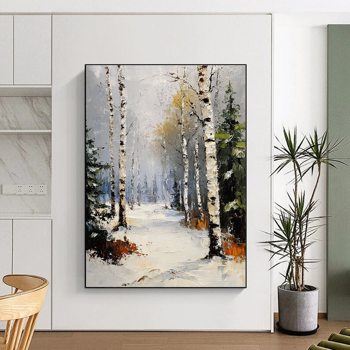 Snowy Birch Forest Path 1 Art for Winter Lodge & Nature - Lover’s Study STSC1381