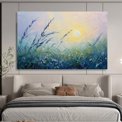 Meadow Sunrise Oil Painting for Countryside Bed & Breakfast Guest Rooms DLZ3146