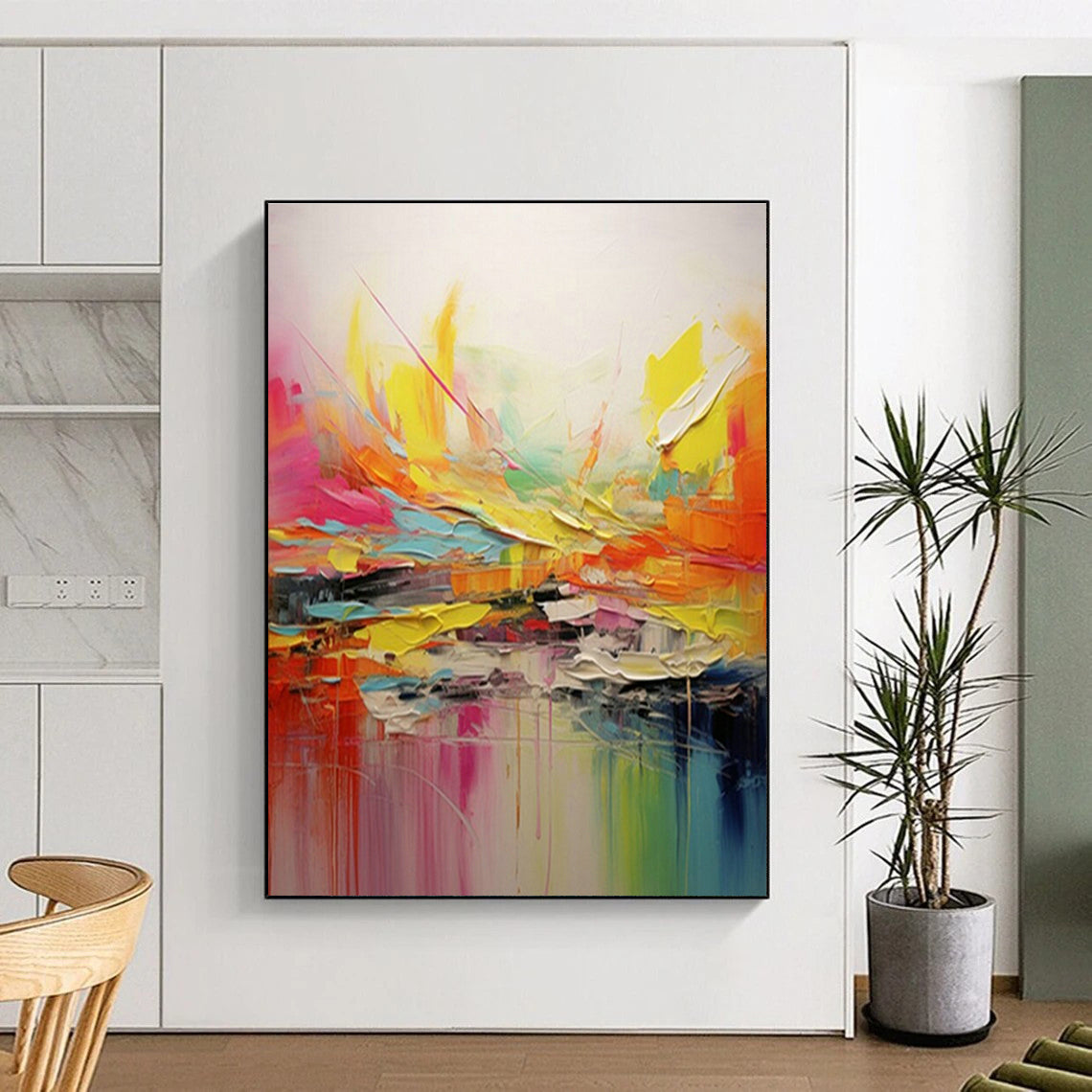 Color - Splashed Abstract Art for Modern Studio Loft & Vibrant Art Café DLZ1560