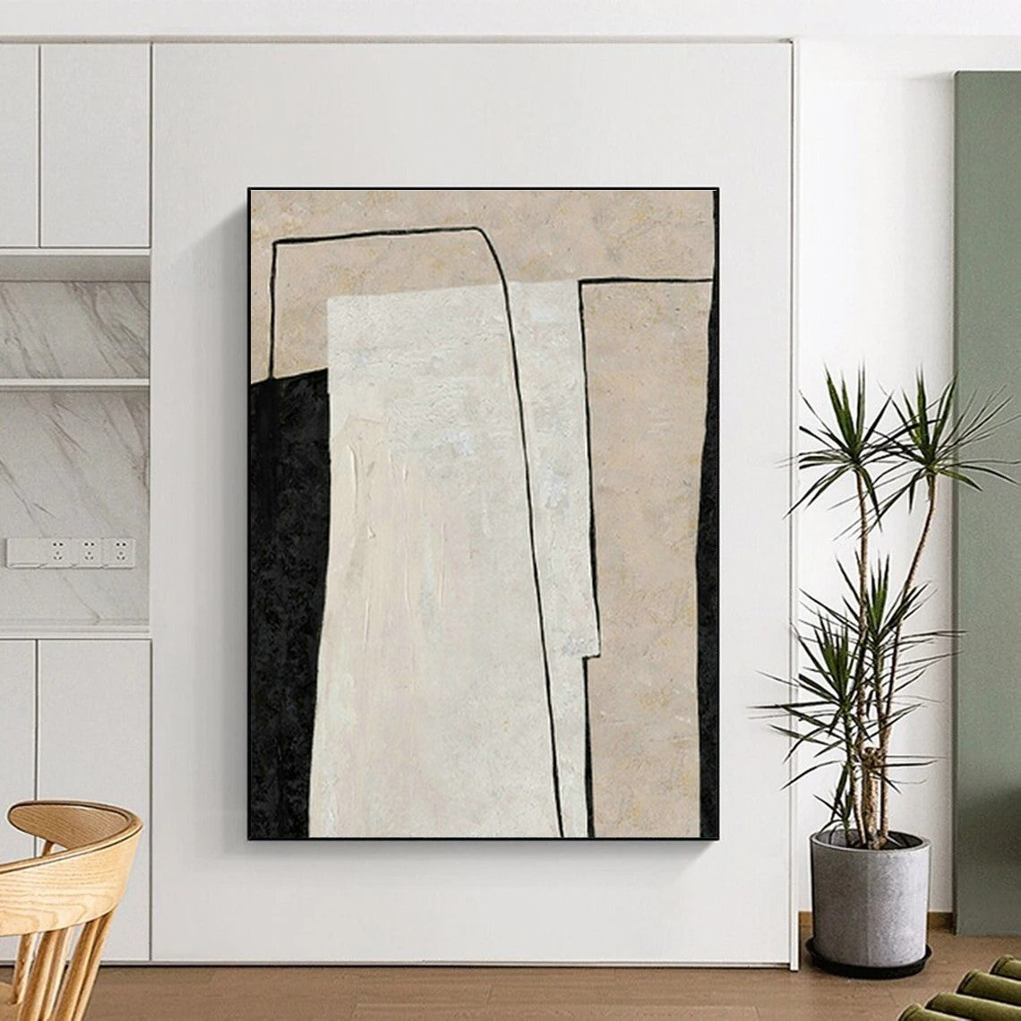 Black - White Geometric Art for Minimalist Living Room & Art Gallery DLZ2041