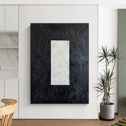 Black and White Rectangular Abstract Art for Modern Office Reception & Minimalist Living Room DLZ1980