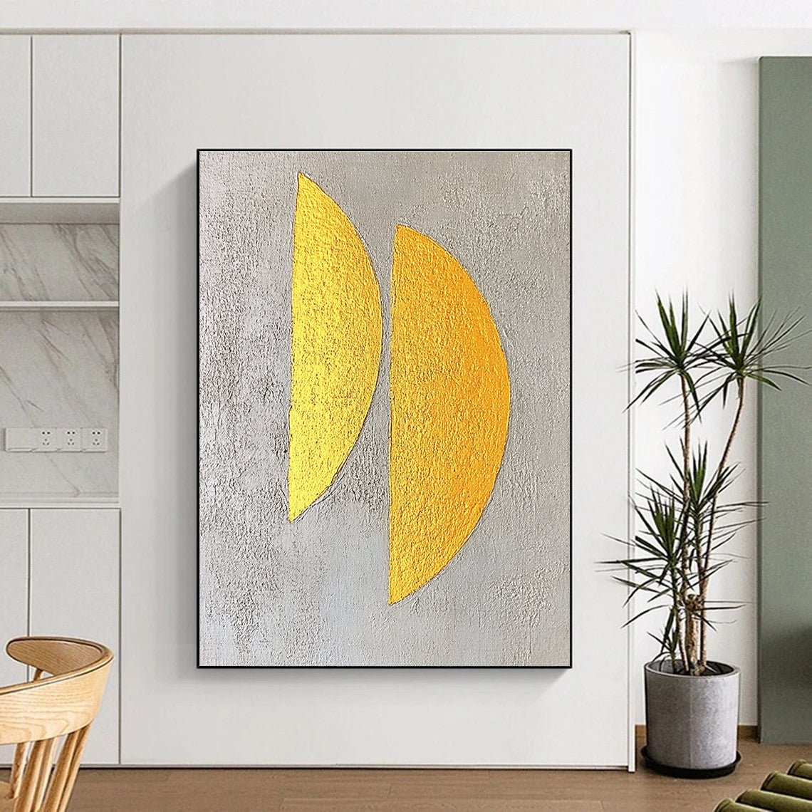 Gold Semi - Circles on Grey for Luxury Boutique & Modern Art Gallery STSC356