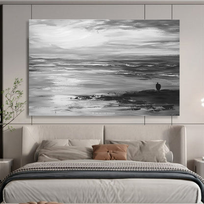 Solitary Figure by the Sea Art for Beach House & Meditation Space SC015