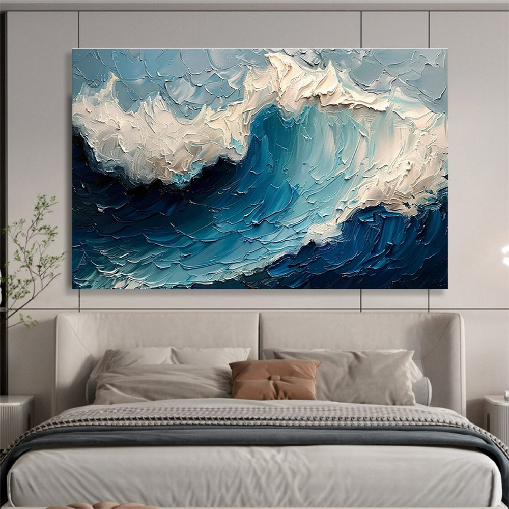 Textured Wave Oil Painting for Nautical - Themed Yacht Club Dining Halls DLZ3150