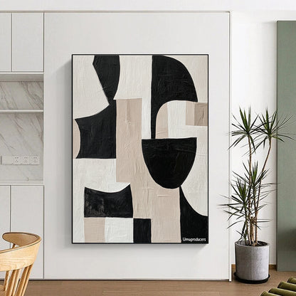 Black and Beige Geometric Abstract for Industrial - Chic Loft & Contemporary Art Studio STSC483
