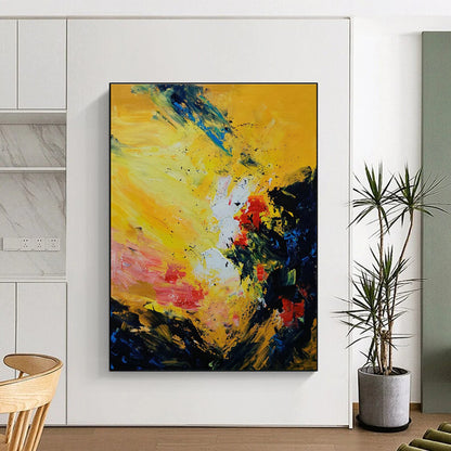 Yellow - Based Color Splash Abstract Art for Tropical Vacation Home & Artistic Community Center DLZ1349
