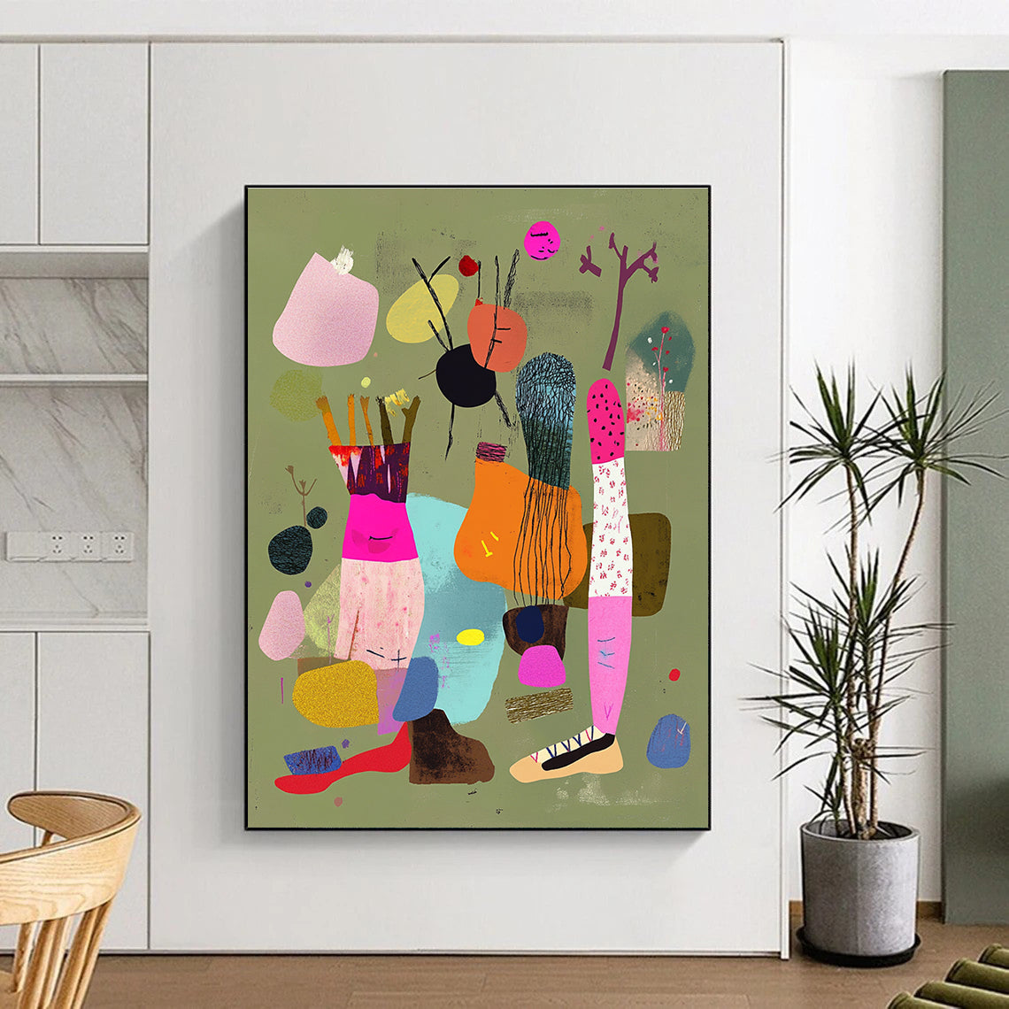 Abstract Shapes on Green for Modern Eco - Friendly Home & Nature - Themed Art Gallery STSC972