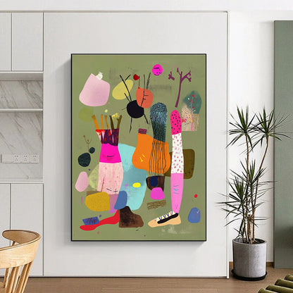 Abstract Shapes on Green for Modern Eco - Friendly Home & Nature - Themed Art Gallery STSC972