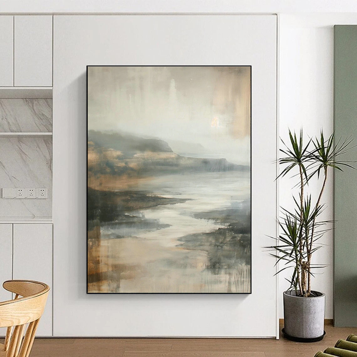Gray - Brown Abstract Landscape Art for Industrial - Chic Loft & Nature - Lover’s Library DLZ1008