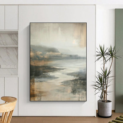 Gray - Brown Abstract Landscape Art for Industrial - Chic Loft & Nature - Lover’s Library DLZ1008