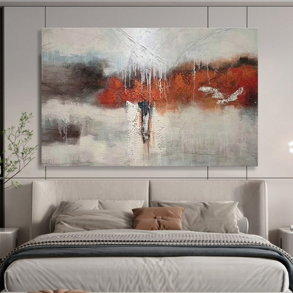 Gray - Orange Abstract Landscape for Minimalist Living Room Corners DLZ2683