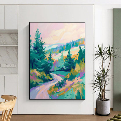 Mountain Forest Landscape Oil Painting for Ski Resort & Nature Lover’s Home DLZ0654