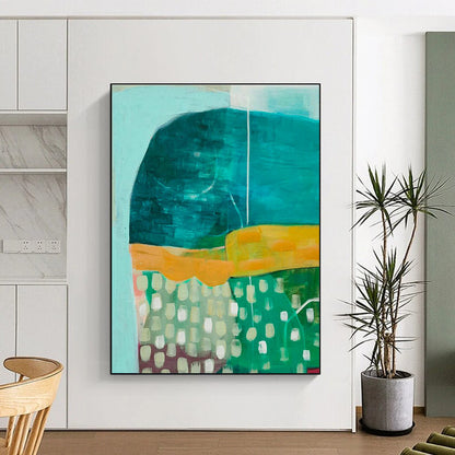 Teal - Green - Yellow Block Art for Modern Kitchen Breakfast Nooks DLZ0137