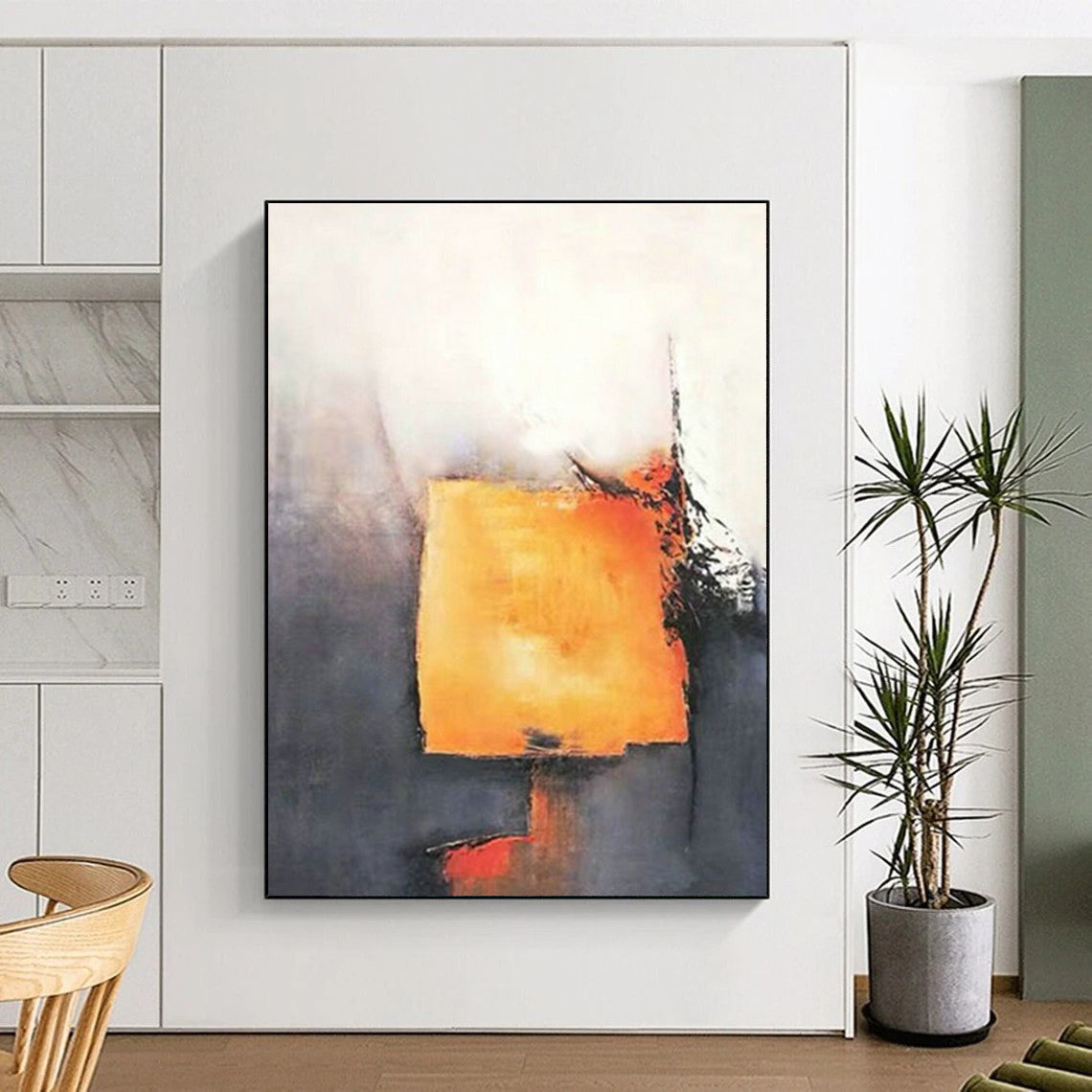 Orange - Gray Geometric Abstract for Industrial - Modern Office & Bold Home Entryway DLZ0929