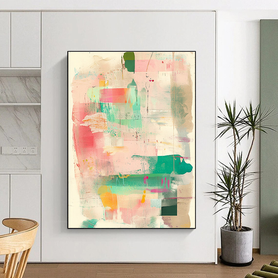 Colorful Abstract Collage Art for Bohemian - Style Living Room & Creative Studio STSC1360