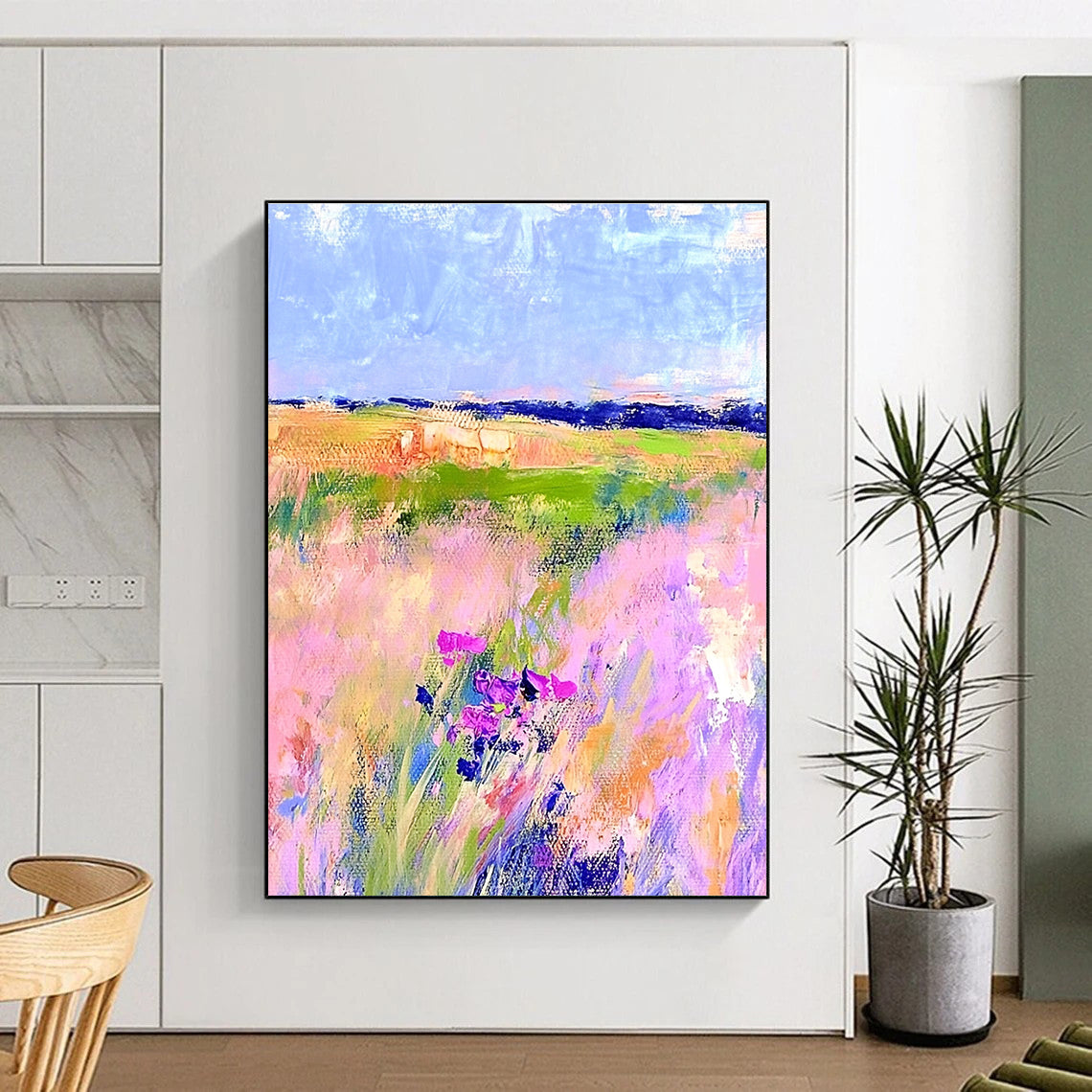 Pink Field with Flowers for Romantic Home Bedroom & Feminine Art Boutique STSC1018