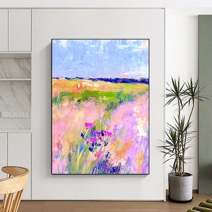 Pink Field with Flowers for Romantic Home Bedroom & Feminine Art Boutique STSC1018