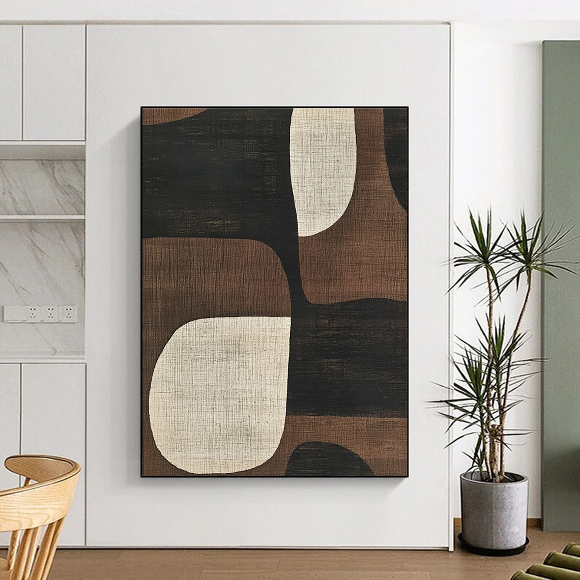 Brown and Black Geometric Shapes Art for Mid - Century Modern Living Room & Minimalist Office STSC1320