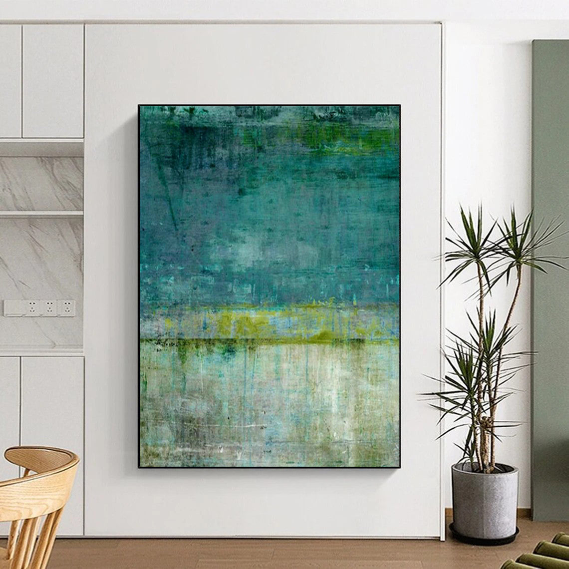 Blue - Green Texture Art for Beach House Bathroom Retreats DLZ0278