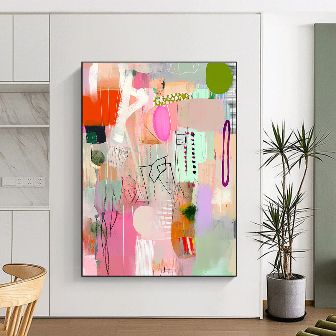Colorful Abstract Collage for Bohemian Home Living Room & Art Gallery Café STSC1040