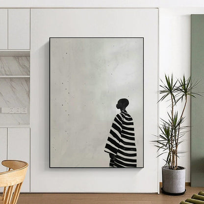 Black - and - White Striped Figure Art for Modern Gallery & Monochrome Home Office DLZ0696