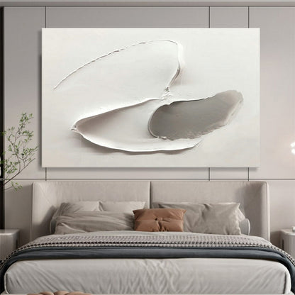 Gray - White Textured Art for Minimalist Bedroom Calm Nooks DLZ3296