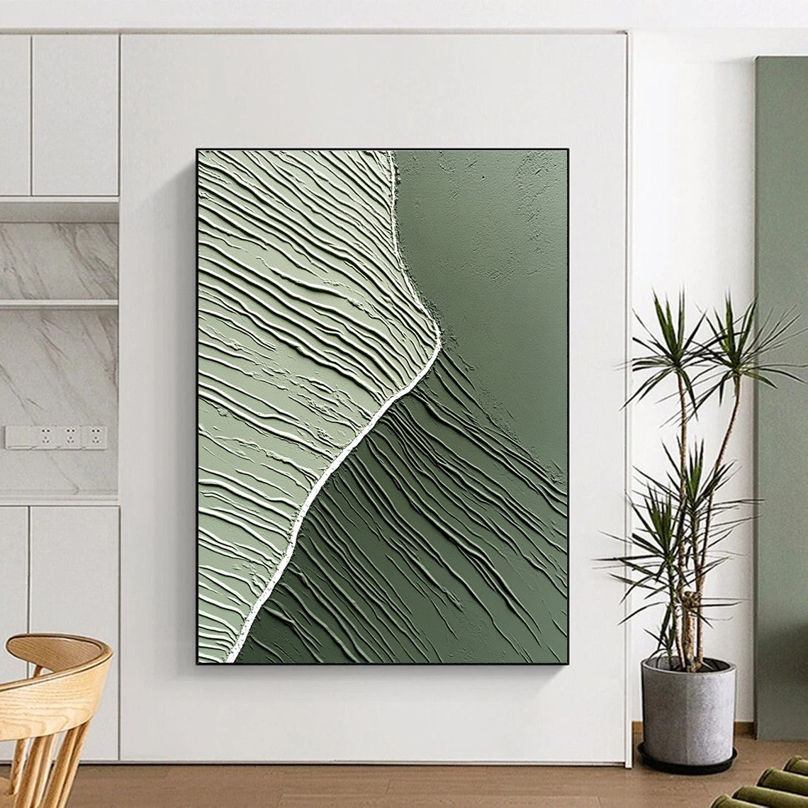 Textured Green Waves for Nature - Inspired Spa & Modern Eco - Friendly Home STSC962