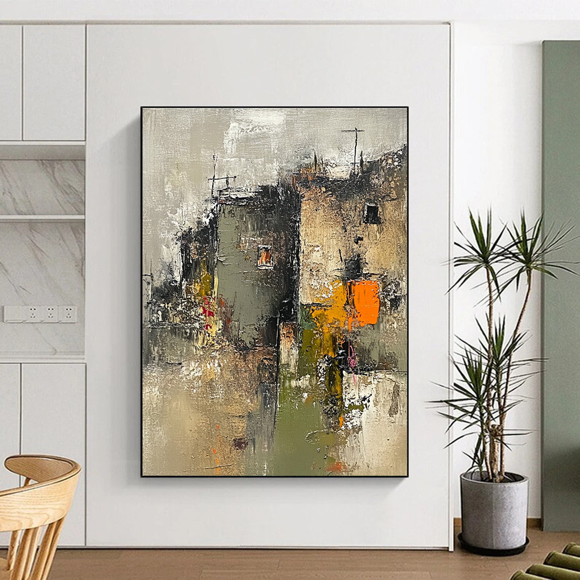 Abstract Village Scene for Rustic Home & Cultural - Inspired Restaurant STSC659