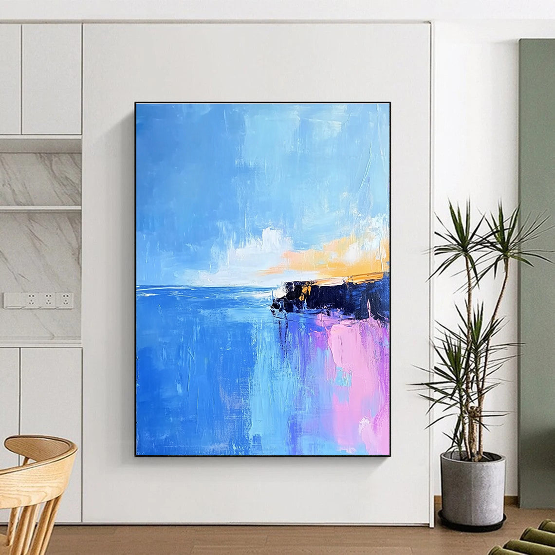 Blue Sea and Cliff Abstract for Nautical - Themed Home & Ocean - Lover’s Lounge STSC598