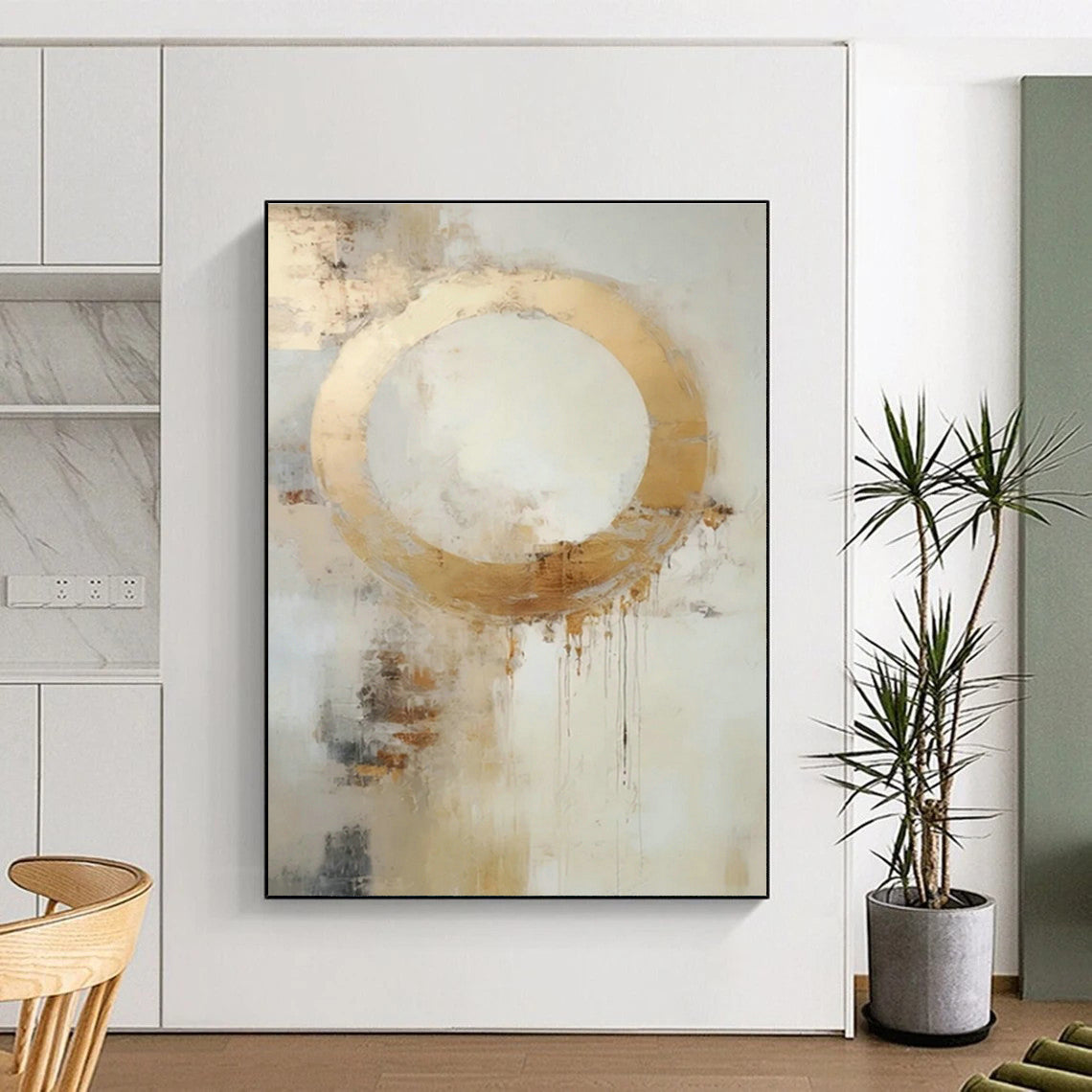 Golden Circle Abstract Art for Modern Office Reception & Luxury Hotel Spa DLZ0918