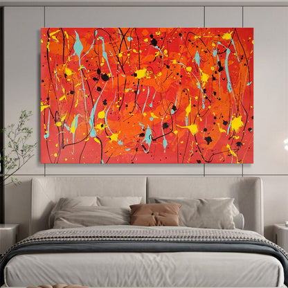 Orange - Red Splash Abstract Art for Vibrant Event Venue Backdrops DLZ2670