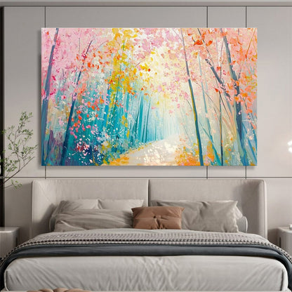 Pink Forest Path Art for Romantic Bed - and - Breakfast Morning Nooks DLZ3198
