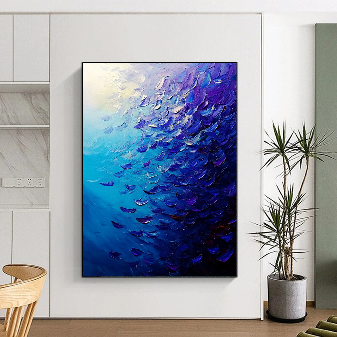 Blue and Purple Textured Abstract for Creative Studio & Trendy Hotel Room STSC866