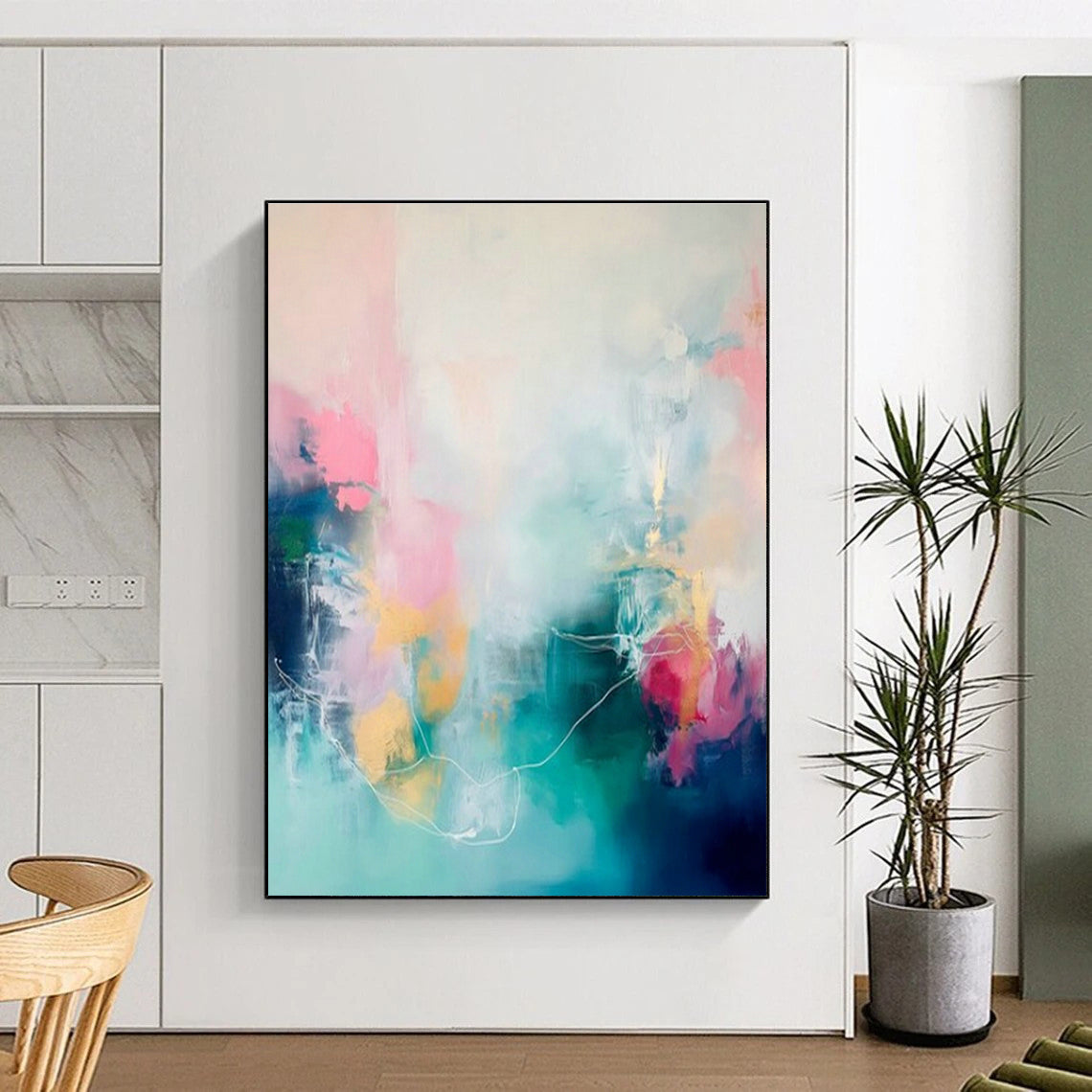 Soft Pastel Abstract Art for Modern Spa & Feminine Home Bedroom DLZ2082