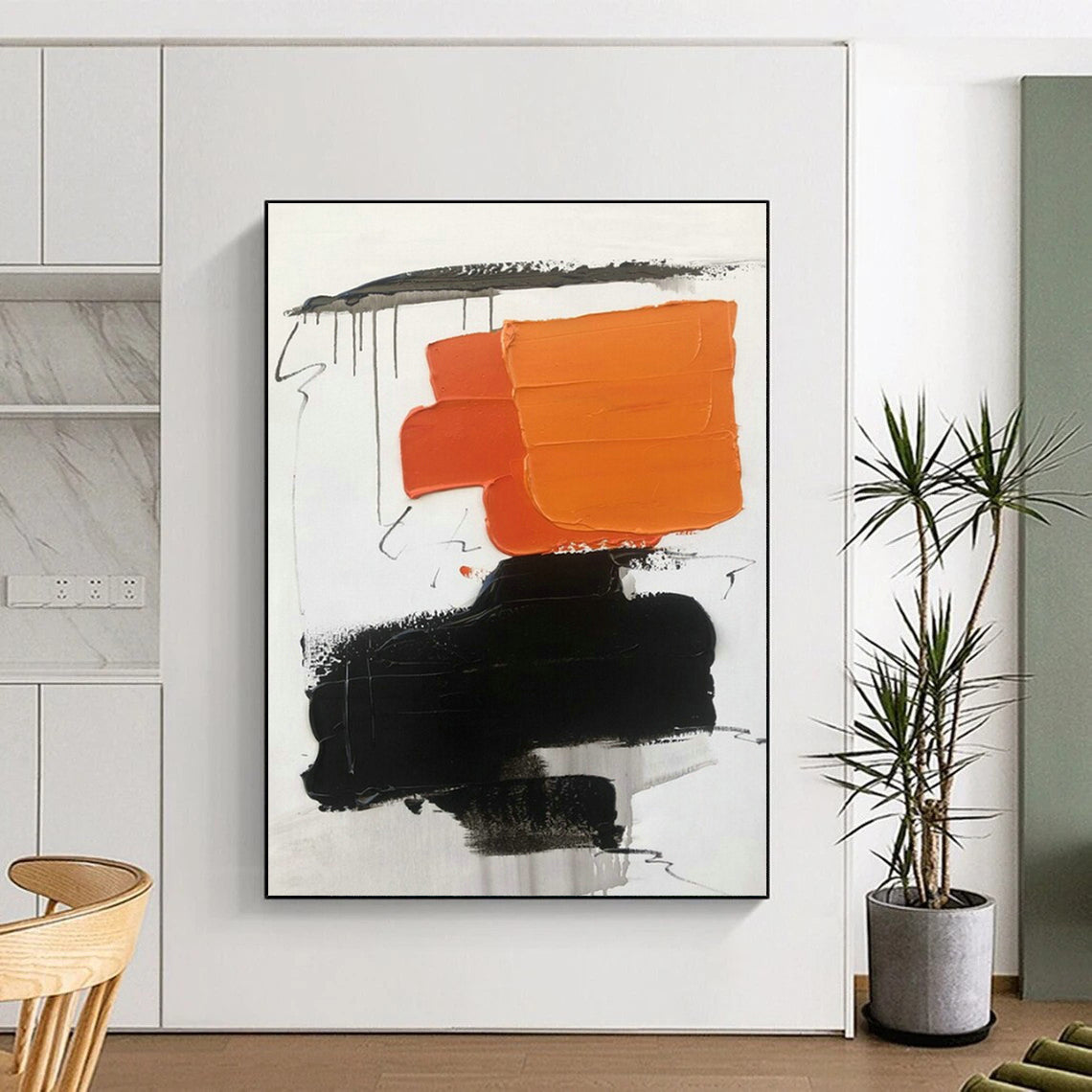 Orange - Black Abstract Art for Sports Bar & Creative Agency Breakroom DLZ1671