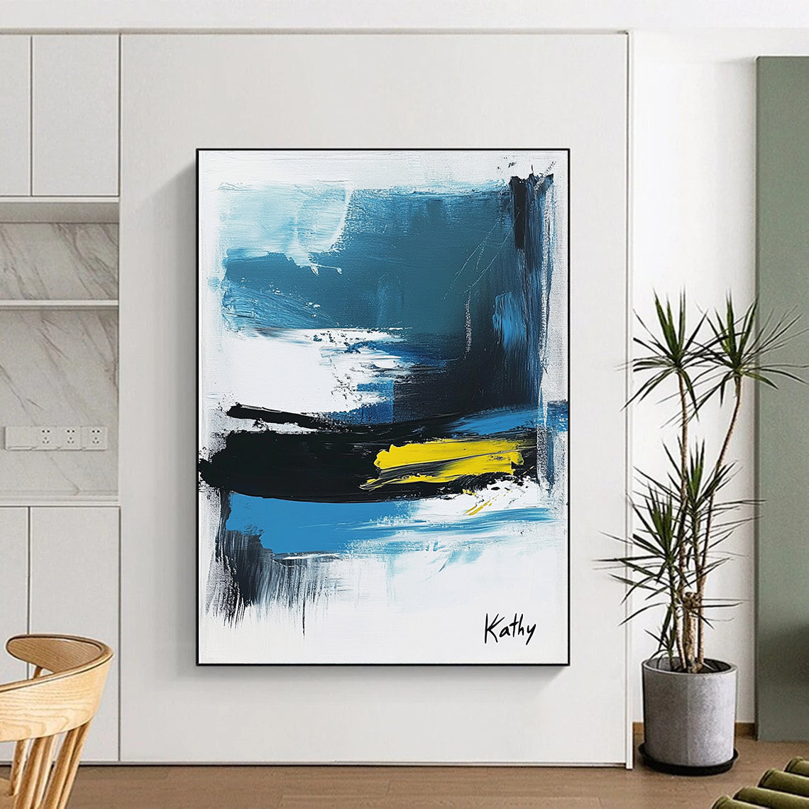 Abstract Blue and Yellow Art for Contemporary Art Gallery & Creative Home Studio STSC1423