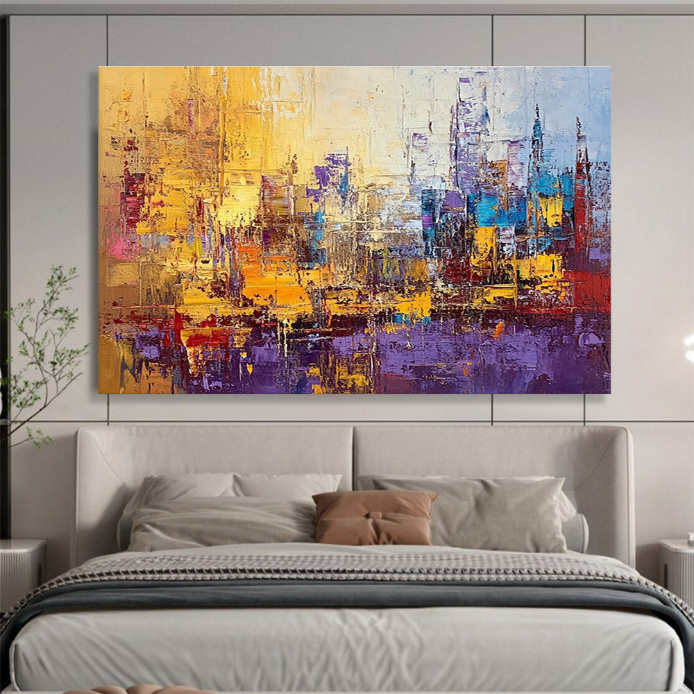 Vibrant Cityscape Abstract Art for Urban Loft & Traveler’s Study SC355