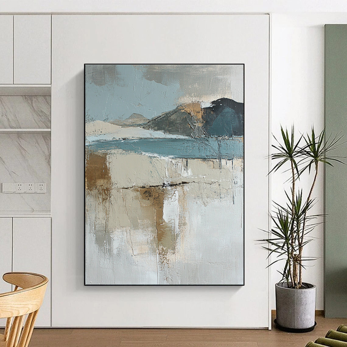 Textured Landscape with Muted Tones Art for Minimalist Home Library & Art - Inspired Meditation Space STSC145