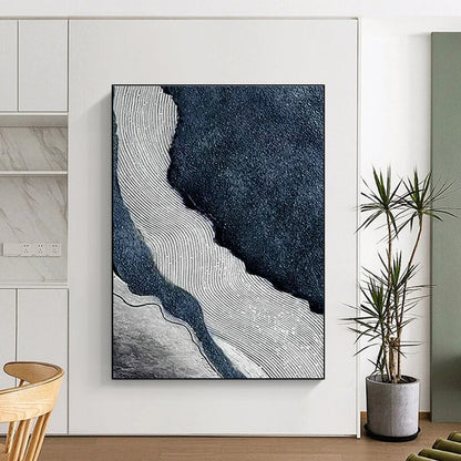 Black - and - White Line Texture Art for Contemporary Office & Monochrome Gallery DLZ2236