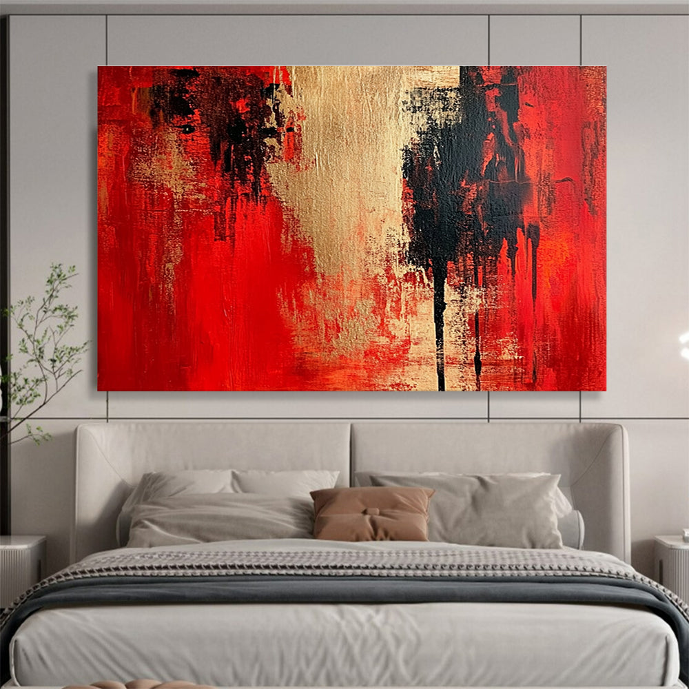 Red and Gold Abstract Art for Luxury Hotel Lobby & Opulent Home Office SC272