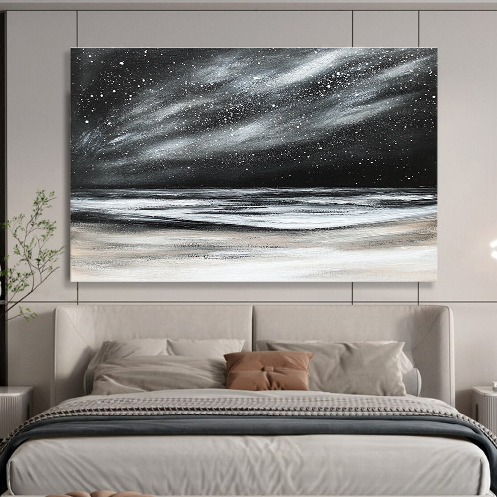 Starry Night Seascape Art for Nautical - Themed Bedroom & Serene Meditation Space SC295