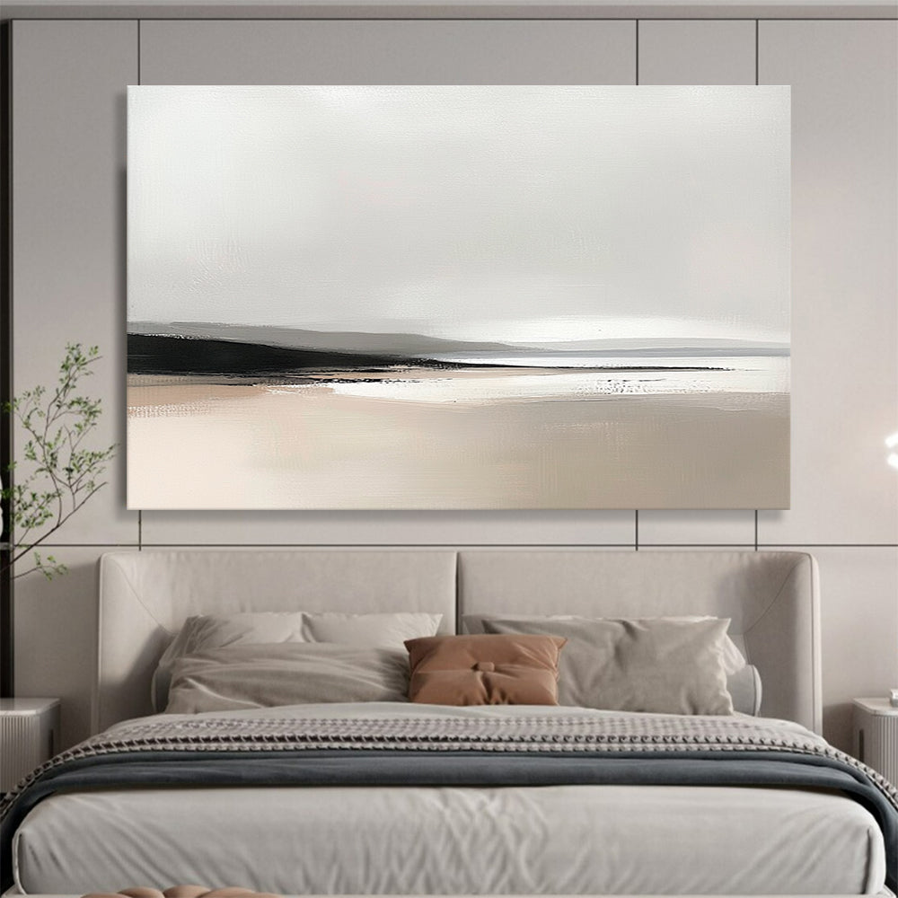 Minimalist Gray Landscape Art for Modern Spa Retreat & Calm Reading Nook SC092