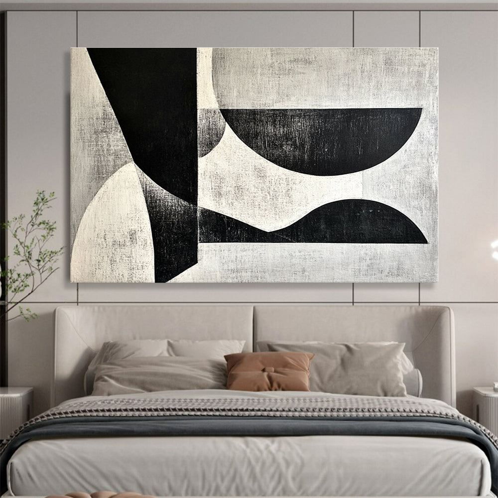 Black and White Geometric Shapes Art for Modern Art Museum & Minimalist Dining Room SC506