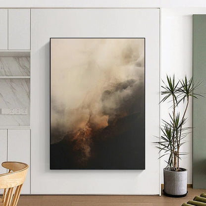 Hazy Mountain Abstract Art for Zen Meditation Room & Mountain Lodge Fireplace DLZ0833