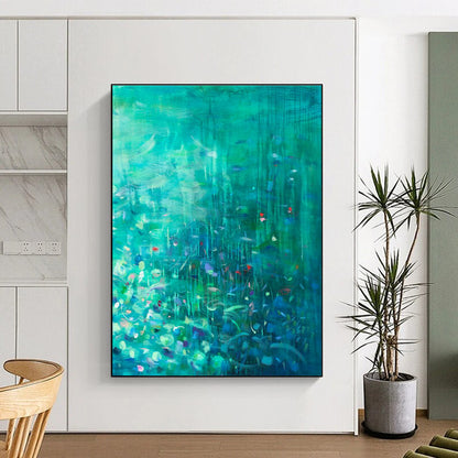 Green - Blue Floral Art for Eco - Friendly Hotel Guest Rooms DLZ0159